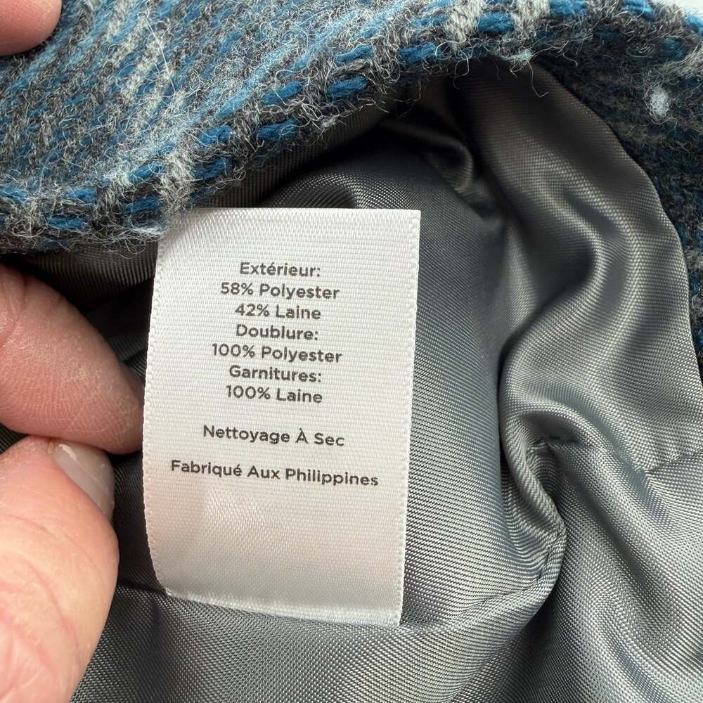Talbots Wool Blend Blue Plaid Coat Women's Size 6 Business Workwear - Picture 9 of 12